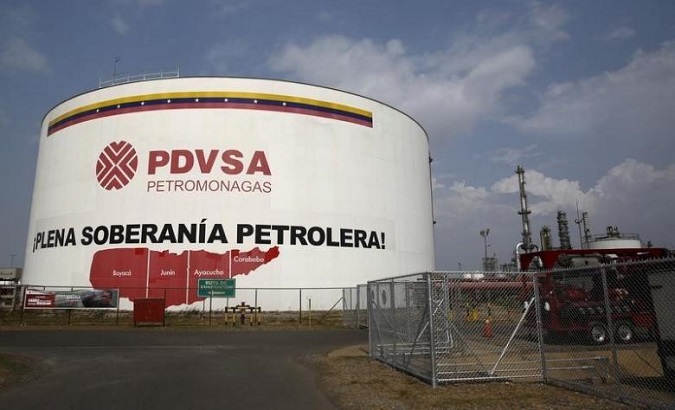 An oil tank is seen at PDVSA's Jose Antonio Anzoategui industrial complex in the state of Anzoategui.
