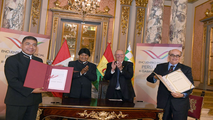 Con la firma de ocho convenios y la Declaración de Lima concluyó el III Gabinete Binacional entre Bolivia y Perú.