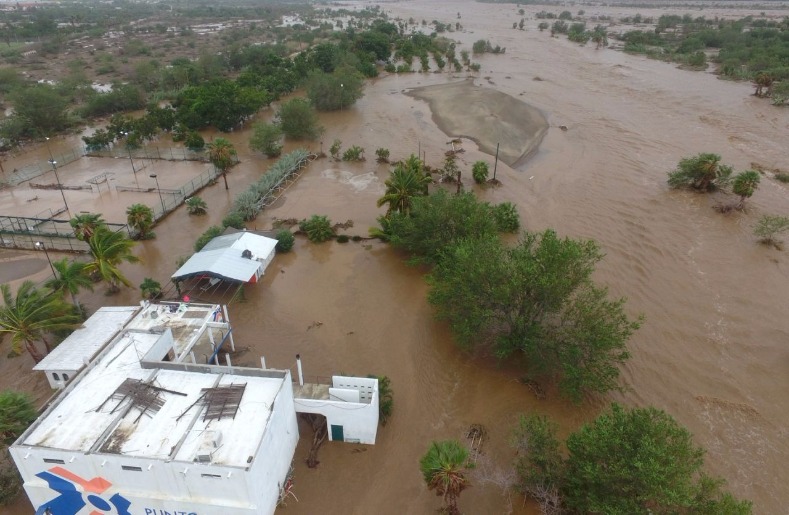 Aerial view of flooding after the passing of the tropical storm Lidia in Los Cabos, Baja California, in northwest Mexico.