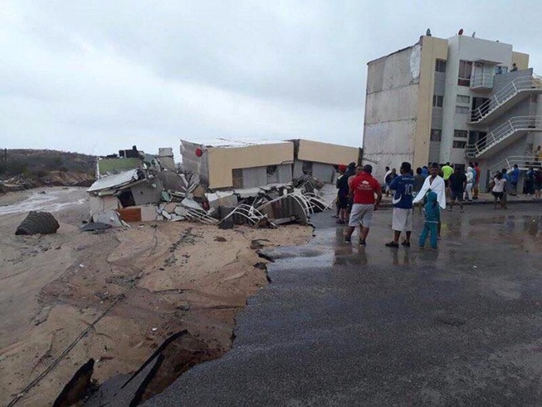 Homes destroyed during tropical storm Lidia in Los Cabos, Mexico.