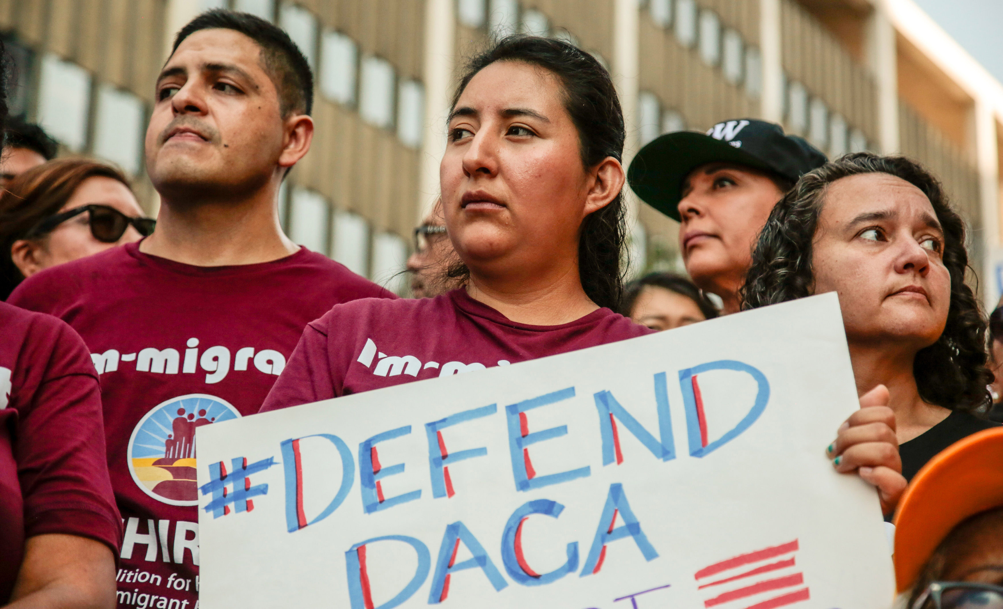 Protesters gather to show support for the Deferred Action for Childhood Arrivals program outside the Federal Building in Los Angeles, California, U.S., September 1, 2017.