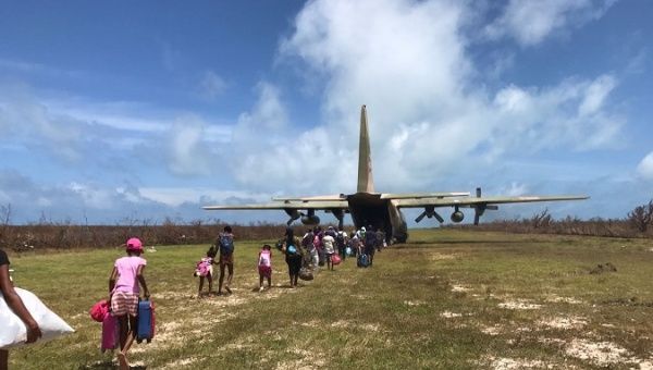 A Venezuelan plane helps residents to leave Barbuda