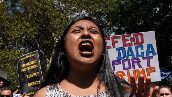 People rally in support of the Deferred Action for Childhood Arrivals program or DACA in New York, NY, U.S., September 9, 2017