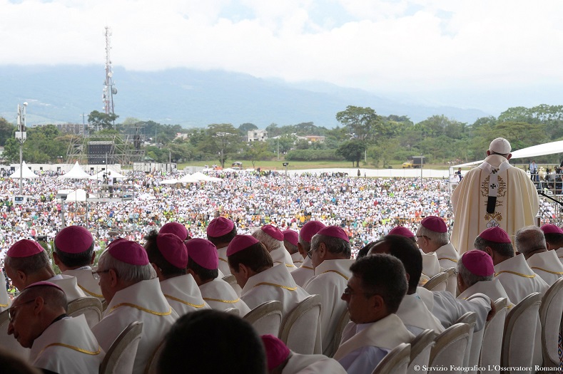 Pope Francis leads the holy mass in Villavicencio, Colombia, Sept. 8, 2017.