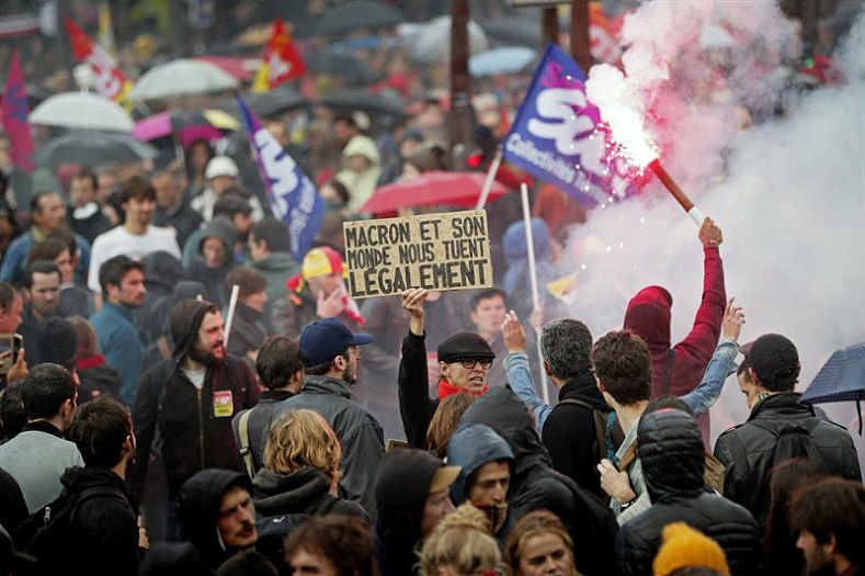 Several unions, led by the CGT, participate in a first day of strikes and demonstrations against a labor reform by French President Emmanuel Macron on September 12, 2017.