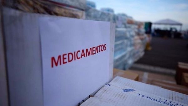 A portion of the 10 tons of medicines, consumables and other items Venezuela sent to Cuba to assist in recovery efforts after Hurricane Irma.