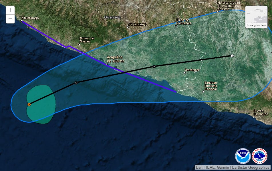 No se prevé que la tormenta se fortalezca antes de que probablemente llegue a tierra el jueves en algún punto al este de Acapulco.