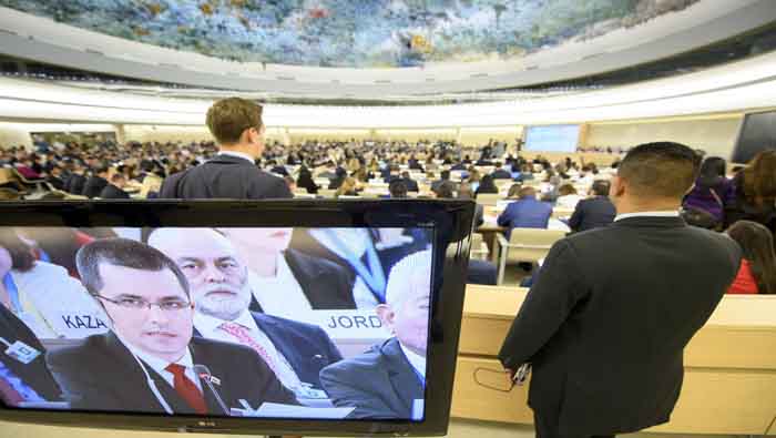 Jorge Arreaza (i) ha estado en ambas sedes de la ONU. El pasado 11 de septiembre se presentó en Ginebra (Suiza).