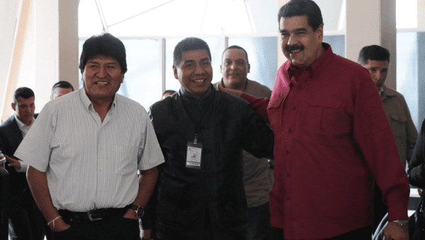 The Bolivian leader has been holding talks with the Venezuelan President Nicolas Maduro.