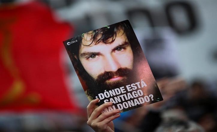 A sign at a march in Buenos Aires demanding the recovery of Santiago Maldonado.