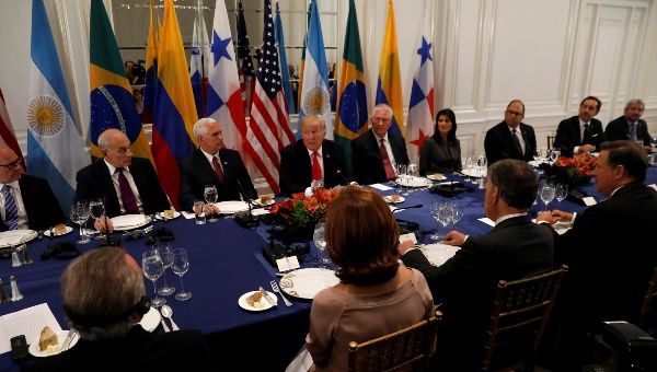 U.S. President Donald Trump speaks his mind at a working dinner with Latin American leaders in New York City, Sept. 18, 2017. 
