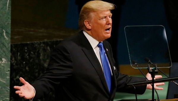 U.S. President Donald Trump addresses the U.N. General Assembly, Sept. 19, 2017.