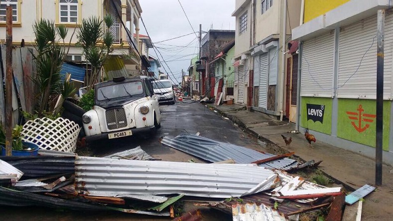 The streets of Dominica, as the hurricane hits the island.