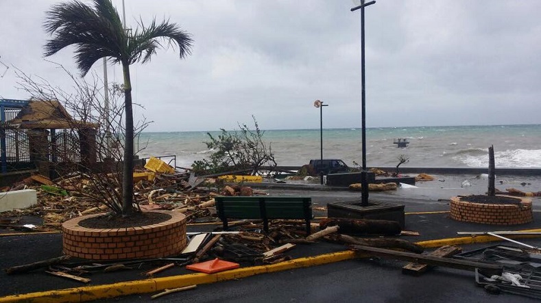 The seafront in Dominica affected by the hurricane.