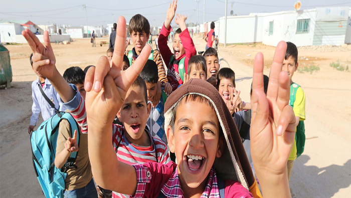 Niños en el segundo campo de refugiados más grande del mundo, en Jordania.