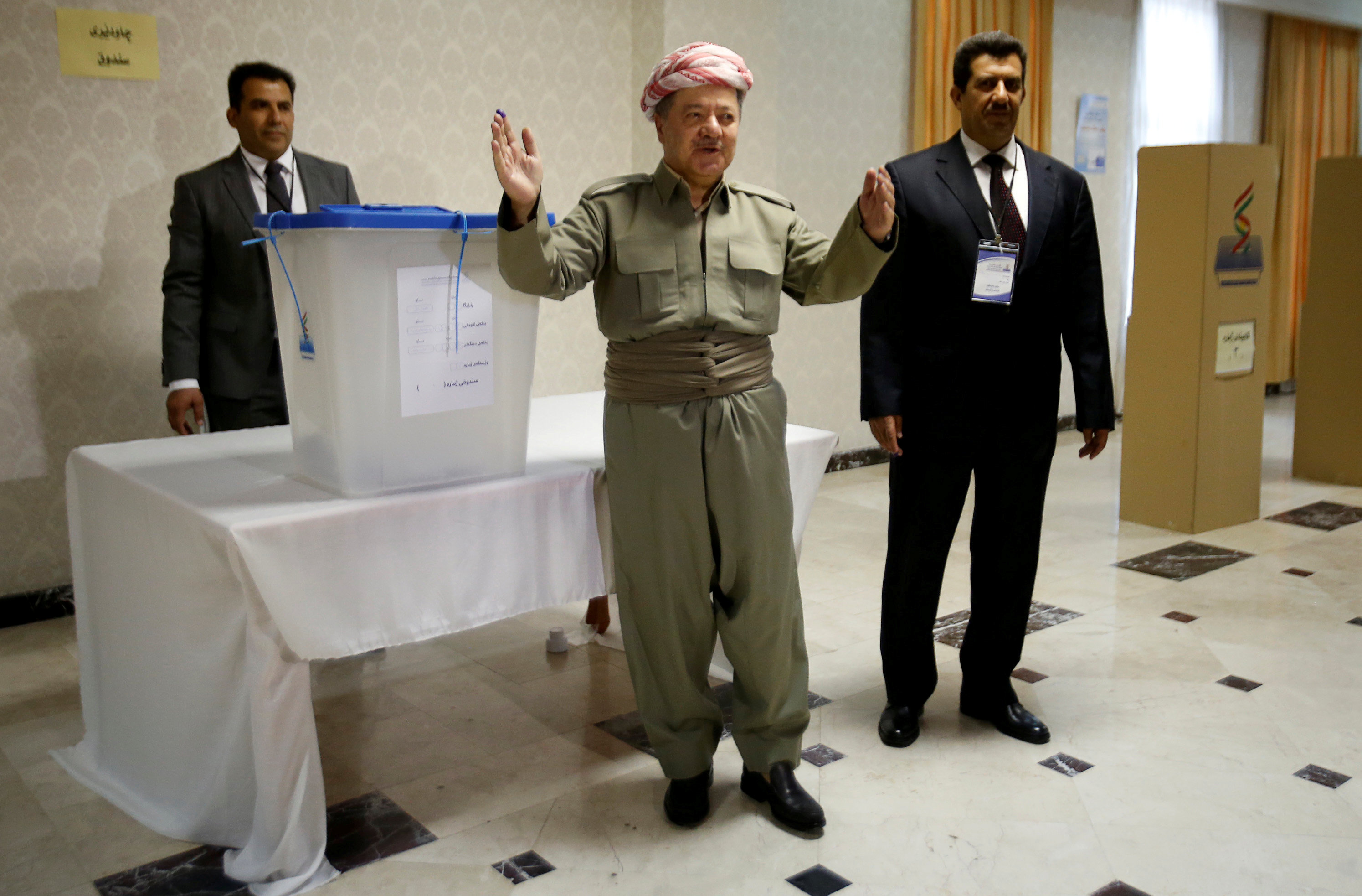 El presidente kurdo Masud Barzani, principal impulsor de la consulta, ejerció su voto a primera hora.