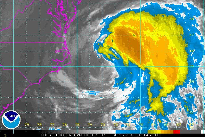 María se aleja de la zona sureste costera de EE.UU., sin embargo, expertos indican que a partir de este miércoles en horas de la noche se intensifican sus vientos.