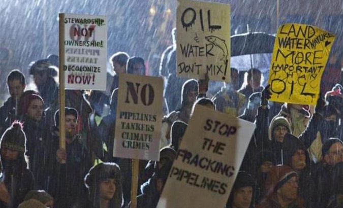 Demonstrations against the pipelines in Canada.