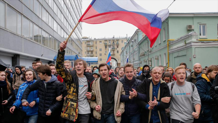 Jóvenes rusos realizaron una protesta no autorizada el pasado 7 de octubre en Moscú, capital del país.
