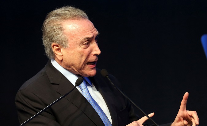 The Brazilian President Michel Temer speaks during the opening ceremony of Futurecom, Technology and Telecom Congress, Sao Paulo, Brazil October 2, 2017