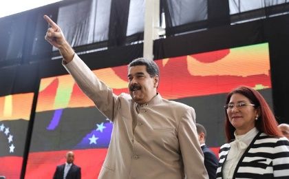President Nicolas Maduro next to his wife Cilia Flores.