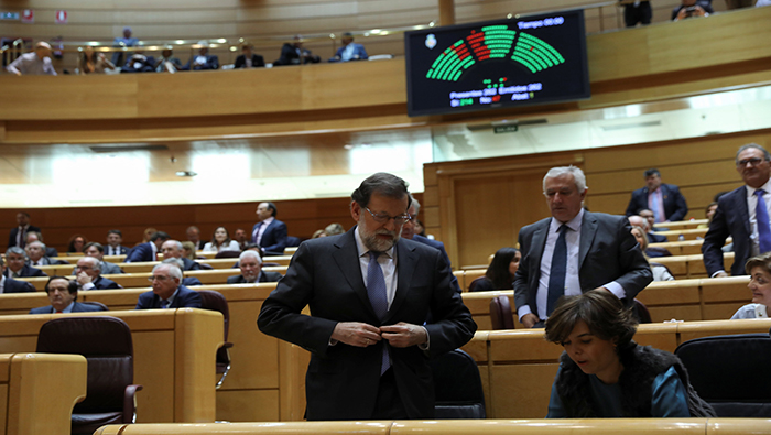 El presidente del Gobierno catalán, Mariano Rajoy, pidió la aplicación del artículo 155 y la destitución de Puigdemont.