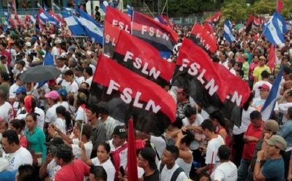 Sandinista supporters in the streets of Managua.