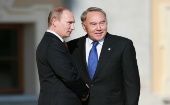 Tanto Putin (i) como Nazarbáev (d) como se mostraron satisfechos con el trabajo en Siria. 