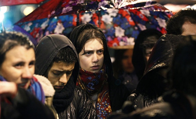 Protesters at a feminist march in Uruguay.