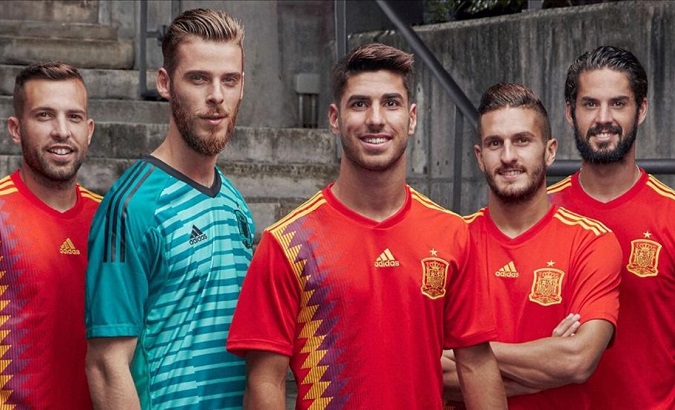 The official team uniform that Spain will use in the upcoming World Cup.