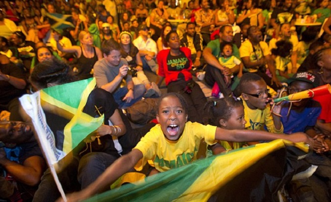 Jamaicans celebrating.