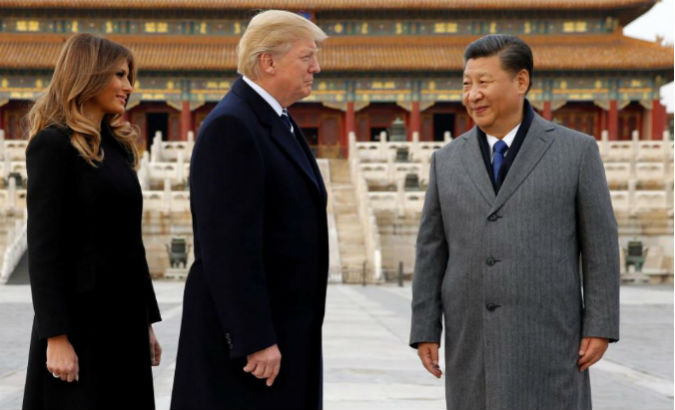U.S. President Donald Trump and U.S. first lady Melania visit the Forbidden City with China's President Xi Jinping in Beijing, China.