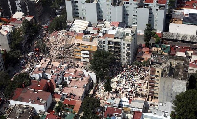 The earthquake in Mexico left hundreds of buildings destroyed.