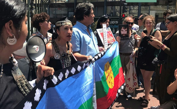 Mapuche activists marching for Santiago Maldonado, who disappeared after the police arrested him during a protest for Indigenous rights.