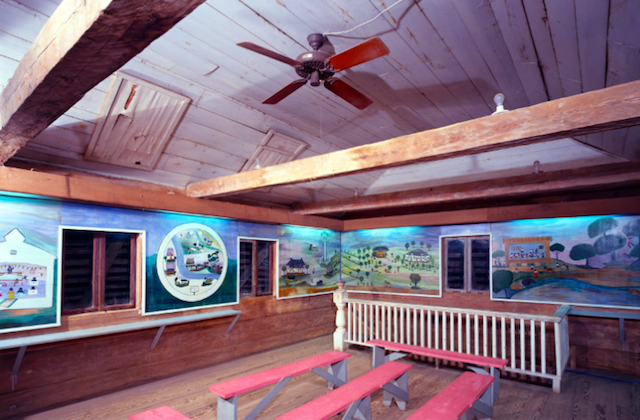 Screenshot of murals by Clementine Hunter on display at African House at Melrose Plantation, a National Historic Landmark in Natchitoches Parish, Louisiana. T