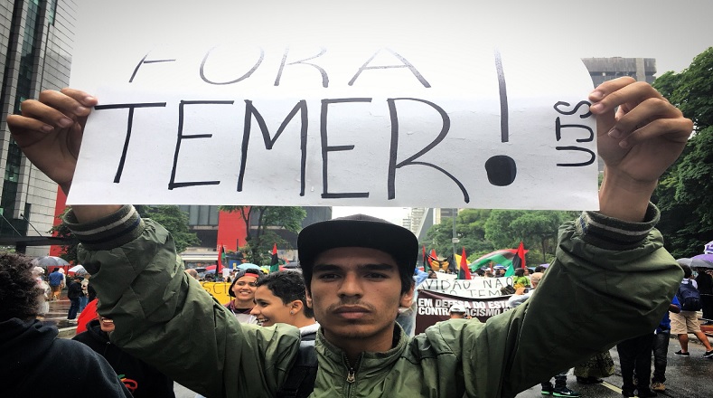 La movilización también sirvió para que la ciudadanía repitiera una vez más su exigencia de renuncia al presidente no electo de Brasil, Michel Temer.