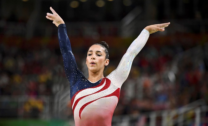 Alexandra Raisman of Team U.S.A. competes on the beam during the women's team final in Artistic Gymnastics at the 2016 Rio Olympics in Rio de Janeiro, Brazil, August 9, 2016.