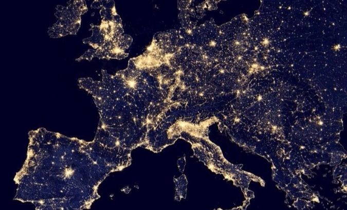 A nighttime view of Europe made possible by the Visible Infrared Imaging Radiometer.