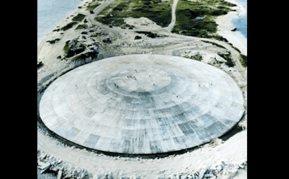 The Runit Dome on Enewetak atoll stores plutonium leftover from atomic/ nuclear testing, leaking. 