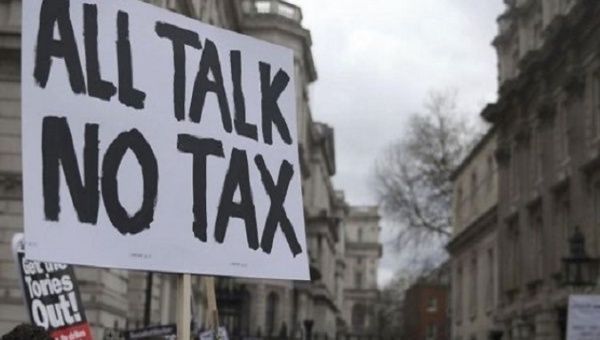 A London protest against tax havens.