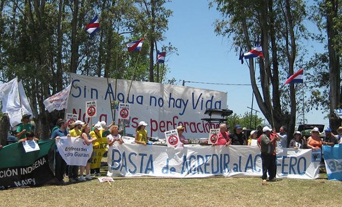 The actvists warned of the major risk of contamination posed to the Guaraní Aquifer, the world’s second-largest natural underground reservoir.