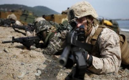 The U.S.-South Korea drills are aimed at preparing soldiers for disarming weapons of mass destruction.
