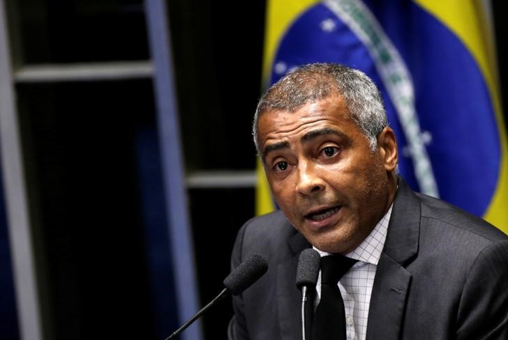 Soccer player-turned-senator Romario during the session debating the impeachment of President Dilma Rousseff in Brazil, 2016.