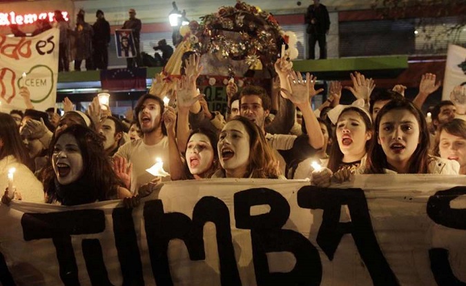 Chilean students protesting in Santiago last week.