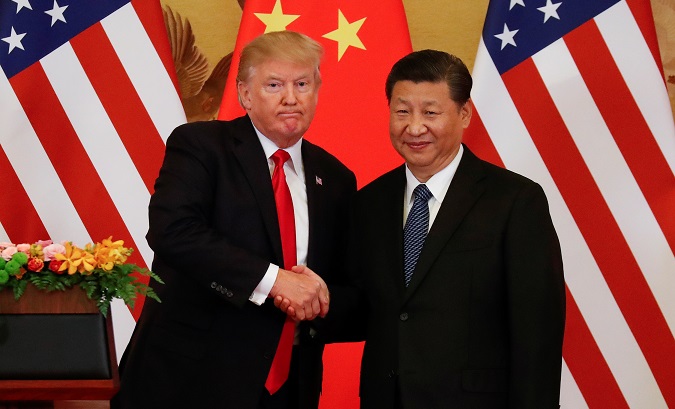 U.S. President Donald Trump and China's President Xi Jinping shake hands after making joint statements at the Great Hall of the People in Beijing in November, 2017.