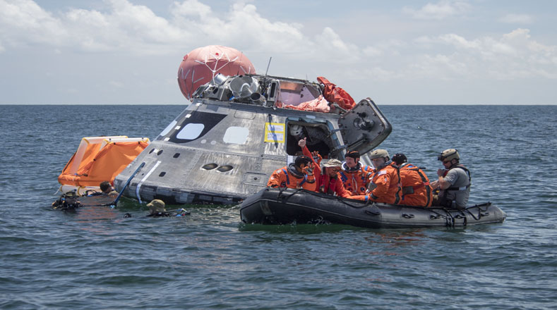 Es un proceso ya común que los astronautas usen los mares para sus aterrizajes. En julio usaron las de Galveston, Texas.