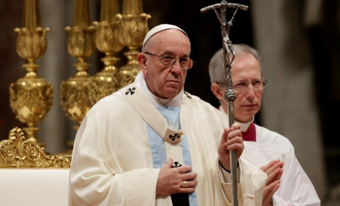 Pope Francis leads a mass to mark the World Day of Peace.