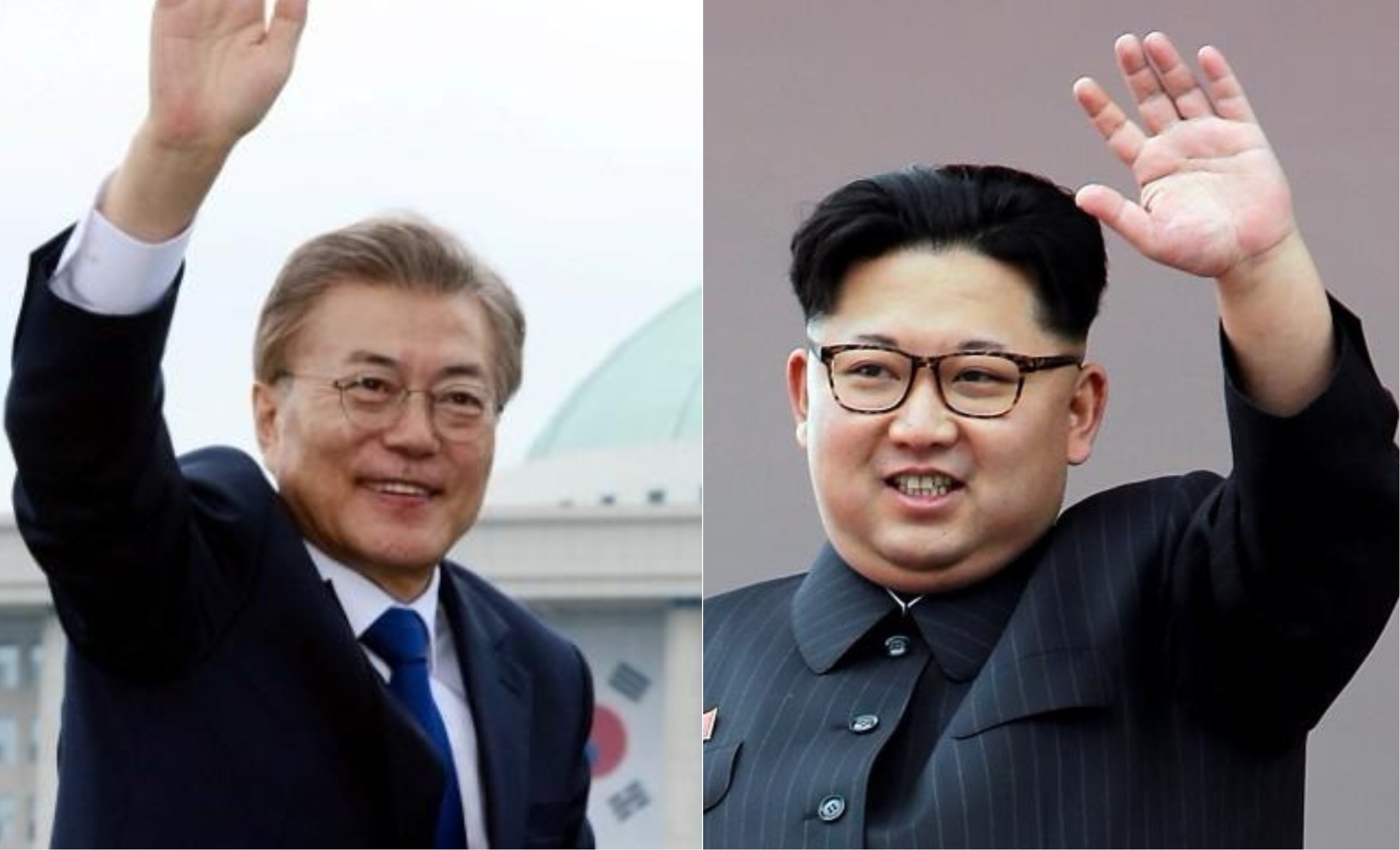 South Korean President Moon Jae In (L) and North Korea's Supreme Leader Kim Jong Un.