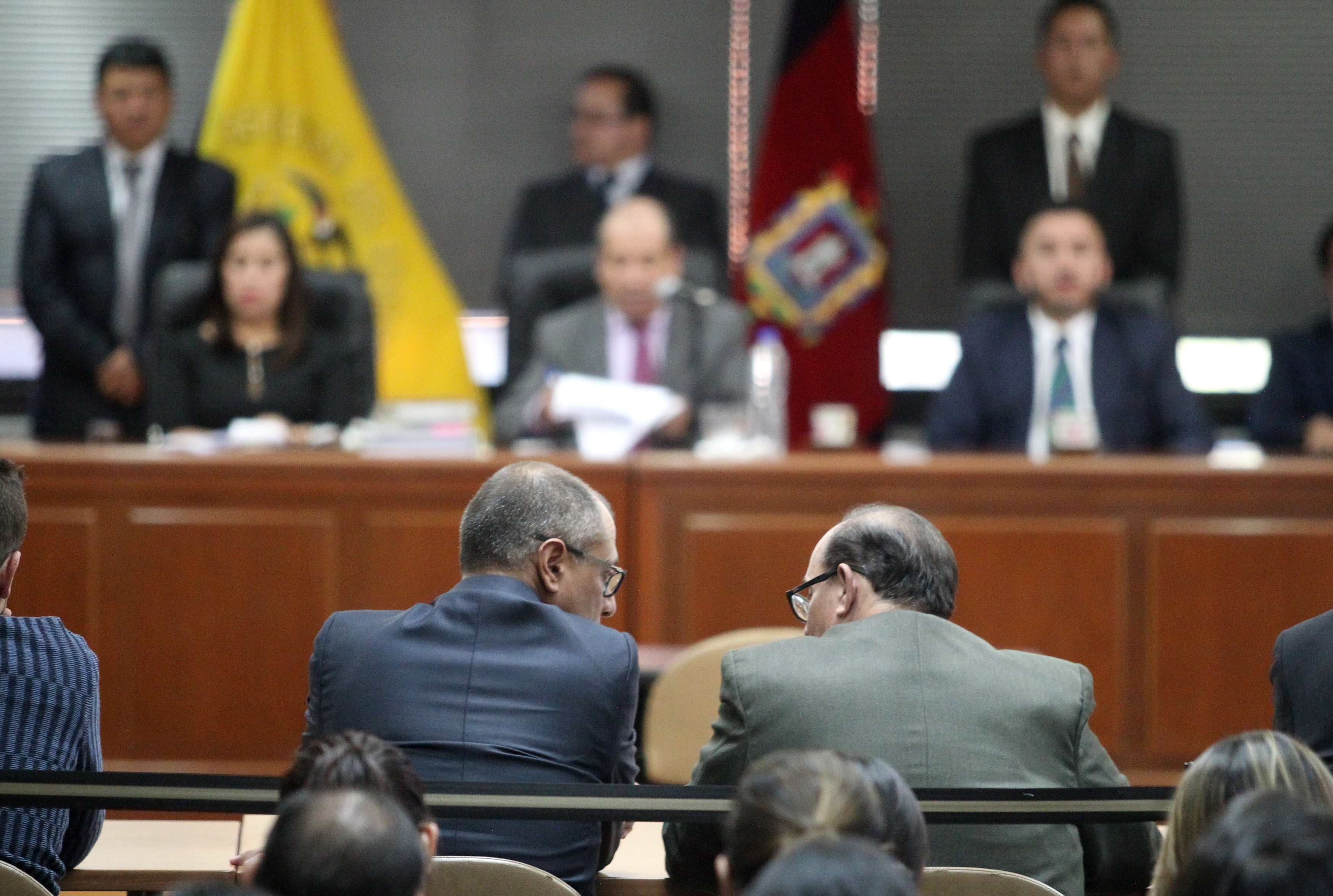 Ecuadorean Vice President Jorge Glas (L) attends his trial on bribery from Brazilian construction company Odebrecht, in Quito, Ecuador, December 13, 2017.