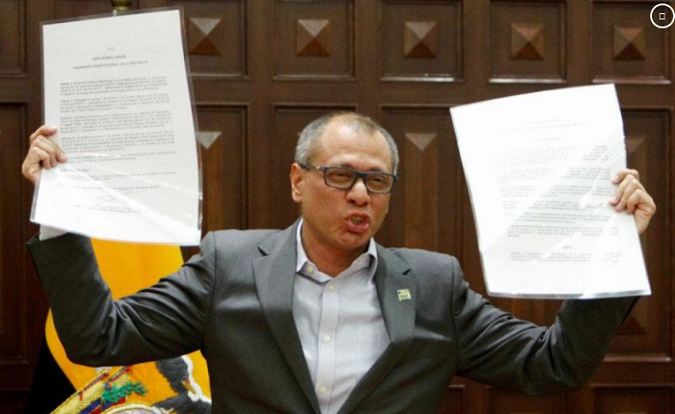 Ecuador's Vice President Jorge Glas gives a news conference after he was relieved of his duties by President Lenin Moreno, in Quito, Ecuador, August 3, 2017. (File Photo)